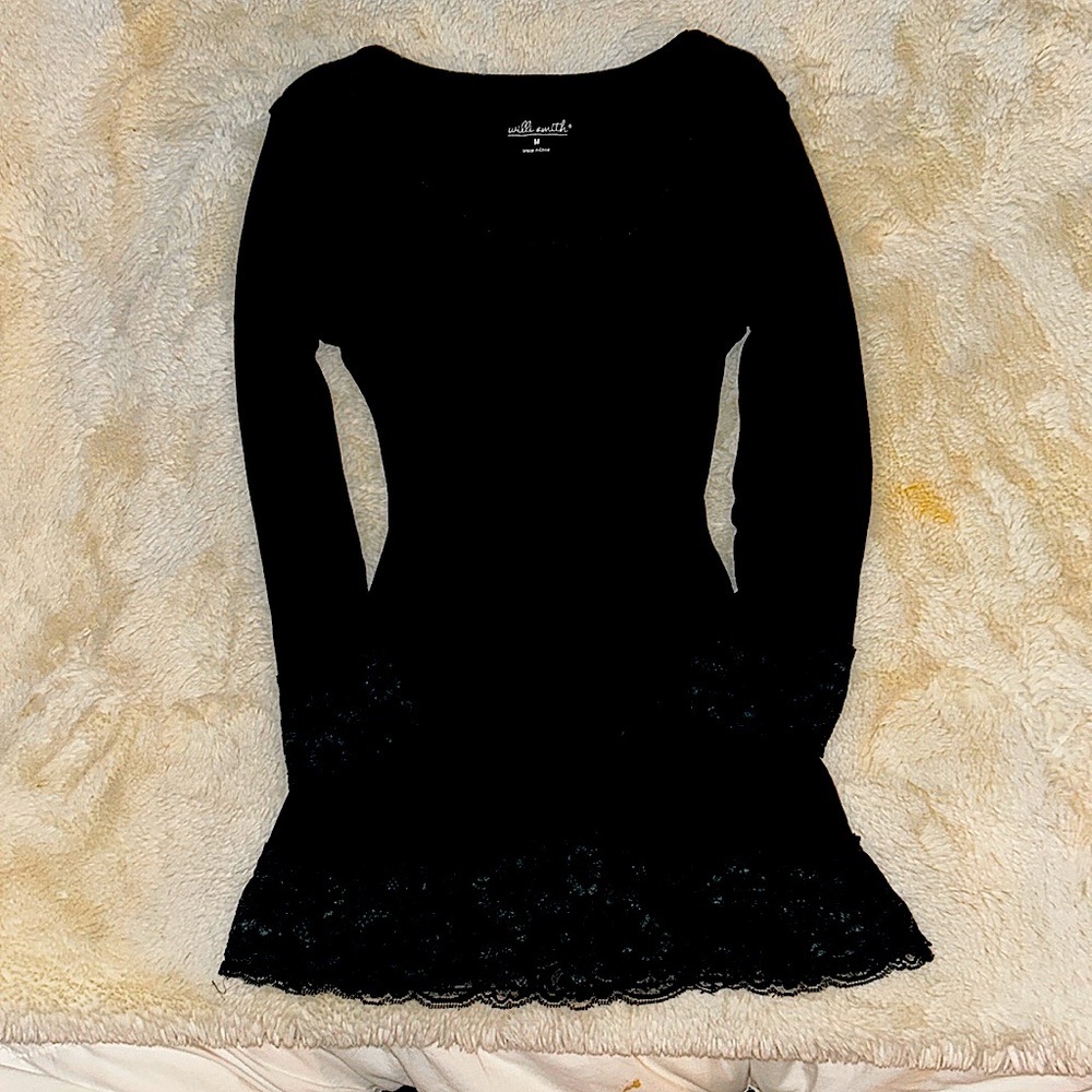 Willi Smith Black Fitted Wrap Blouse